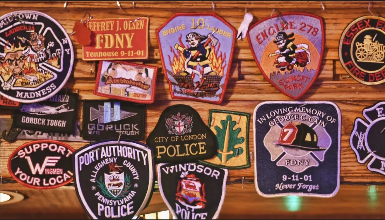 Close-up of the patch wall